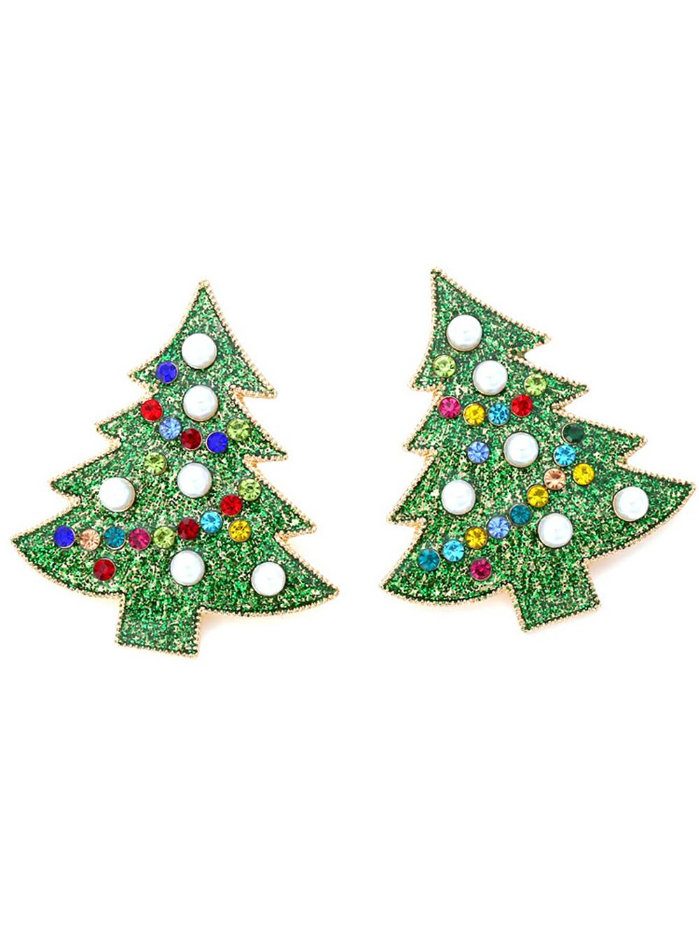Pendientes de árbol de Navidad de piedra multicolor