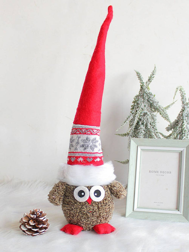 Bambola Rudolph in peluche natalizio con cappello a forma di gufo