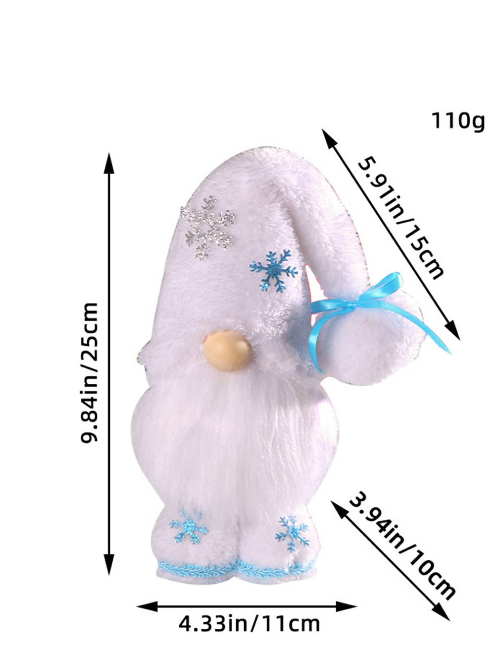 Boneco Rudolph de pelúcia azul e branco de Natal
