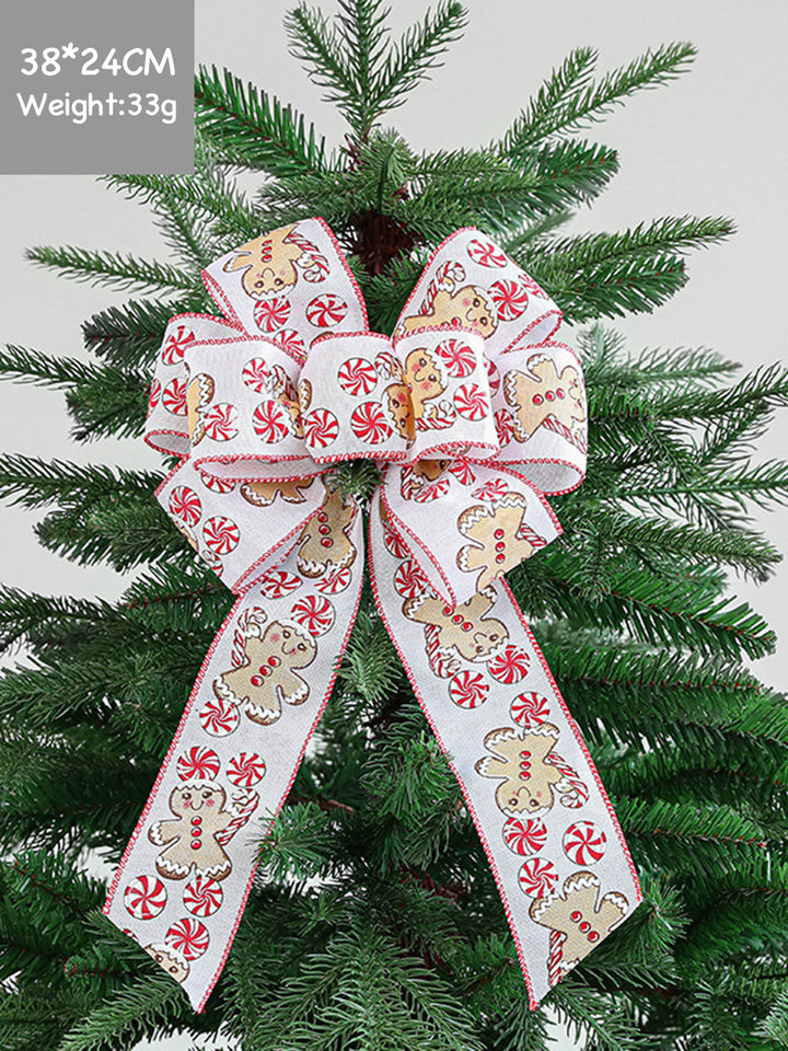 Decoração com estampa de tecido com laço de árvore de Natal