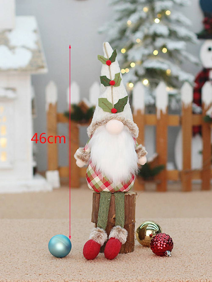 Red Plaid Christmas Tree Gnome Plush Dolls with Sitting and Standing Poses