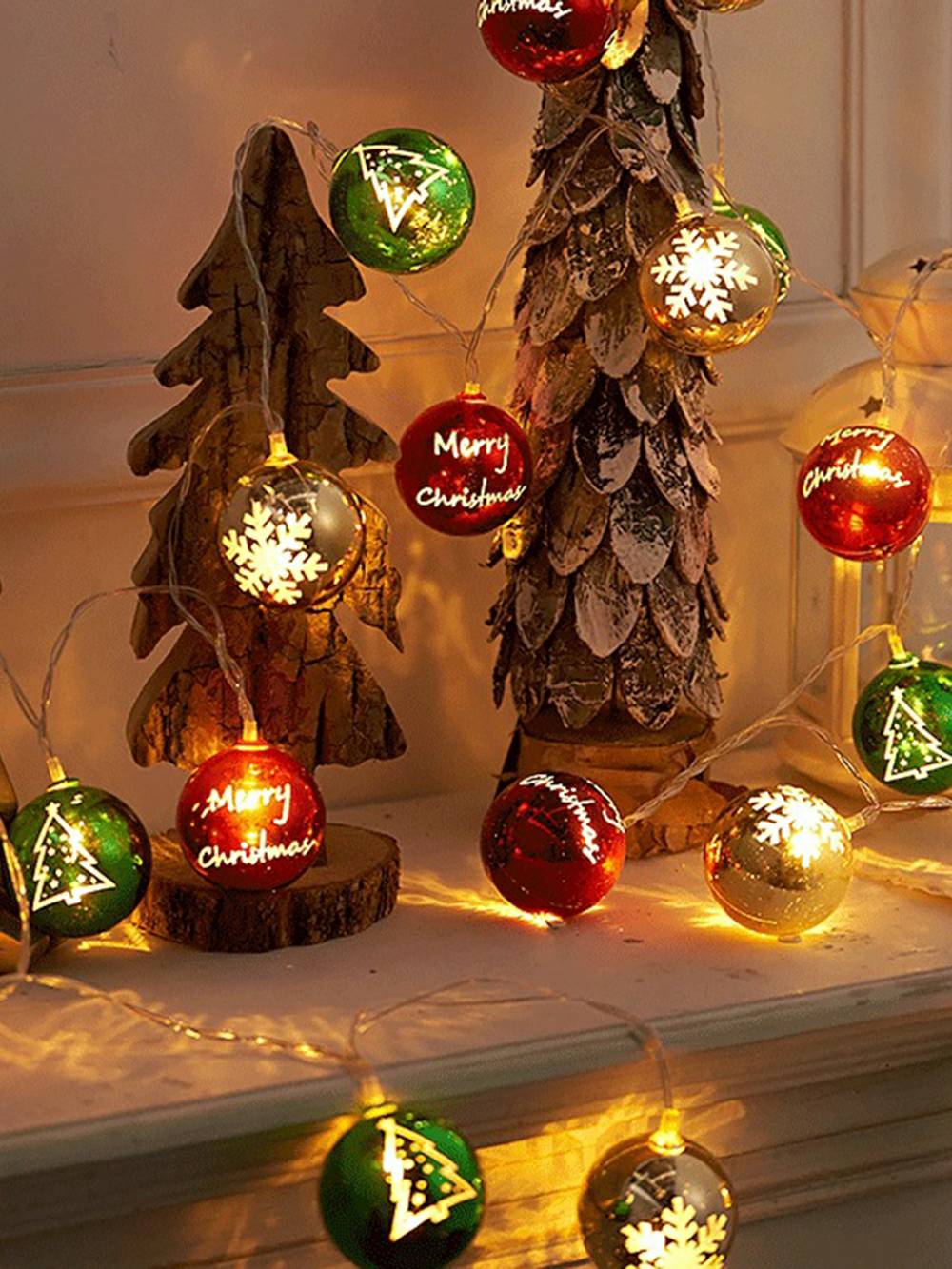 Luces de cadena LED de estrella de bola de Navidad