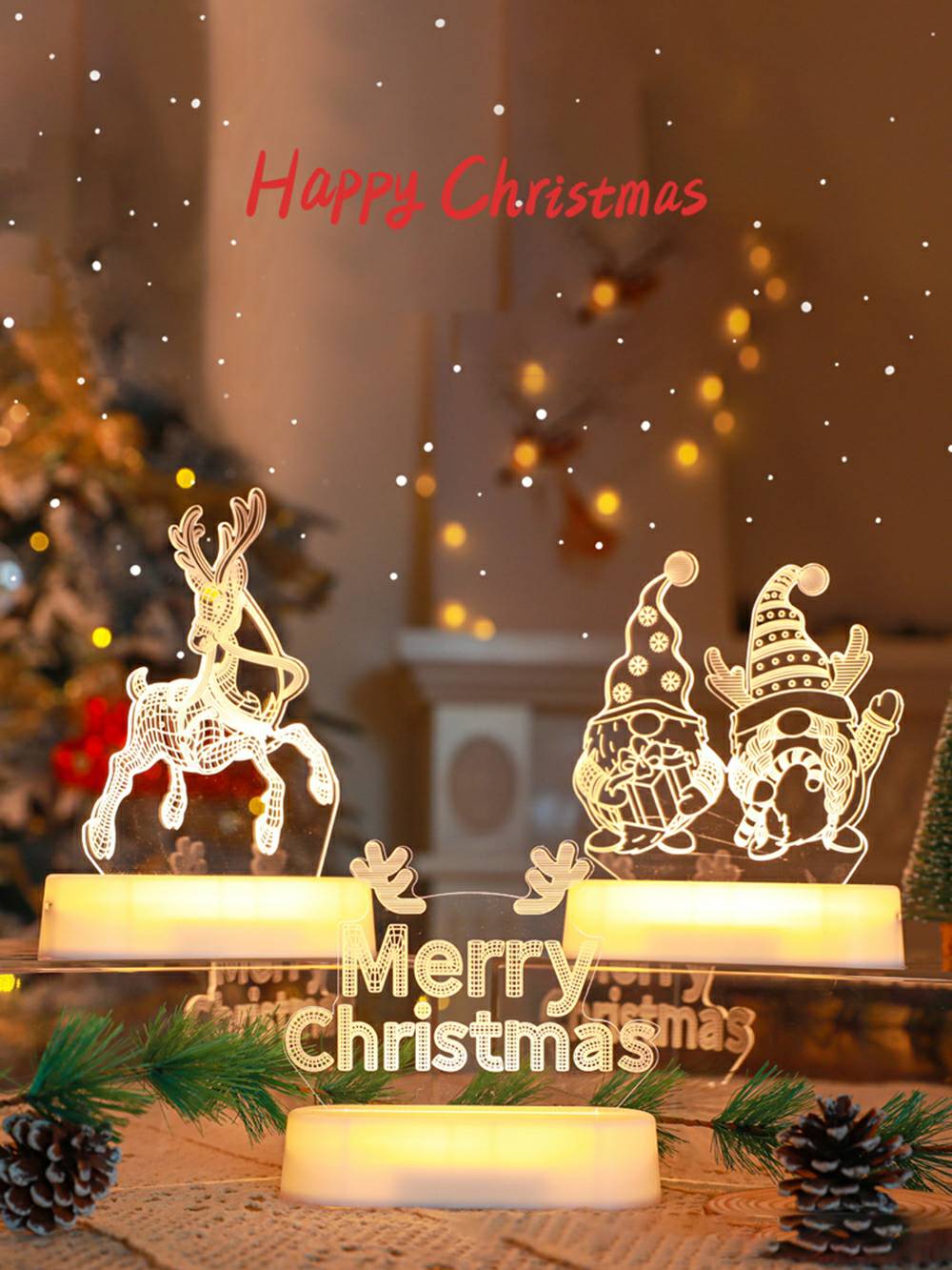 Δημιουργικό LED Ακρυλικό Νυχτερινό Φωτιστικό Τάρανδος - Χριστουγεννιάτικη διακόσμηση