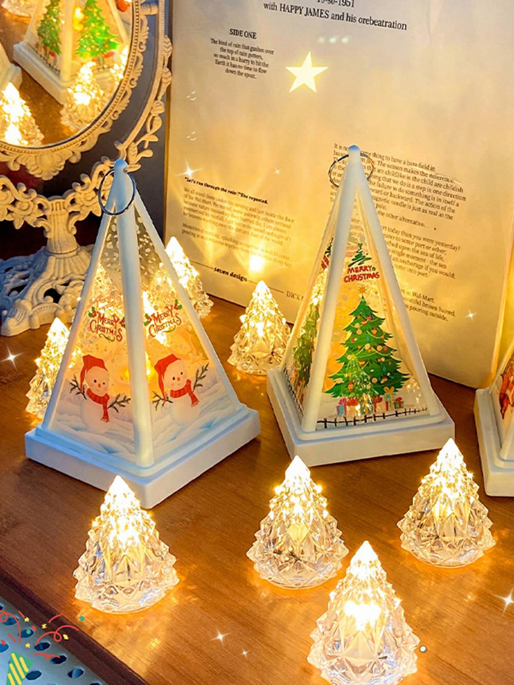크리스마스 이브를 위한 휴대용 야간 조명 - LED 평화로운 야간 조명