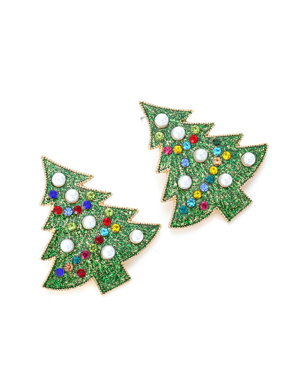 Boucles d'oreilles arbre de Noël en pierre multicolore