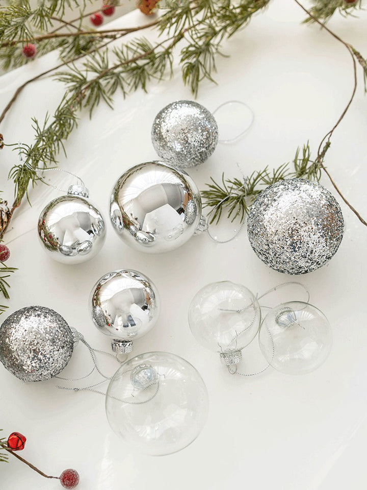 Set di decorazioni per albero di Natale con palline di vetro natalizie