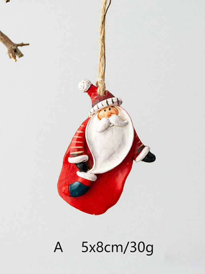 Ornamento in resina artigianale vintage con pupazzo di neve di Babbo Natale