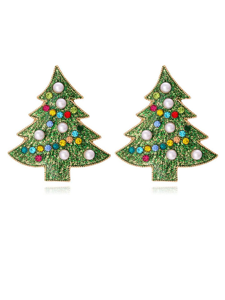 Multi Colored Stone Christmas Tree Earrings