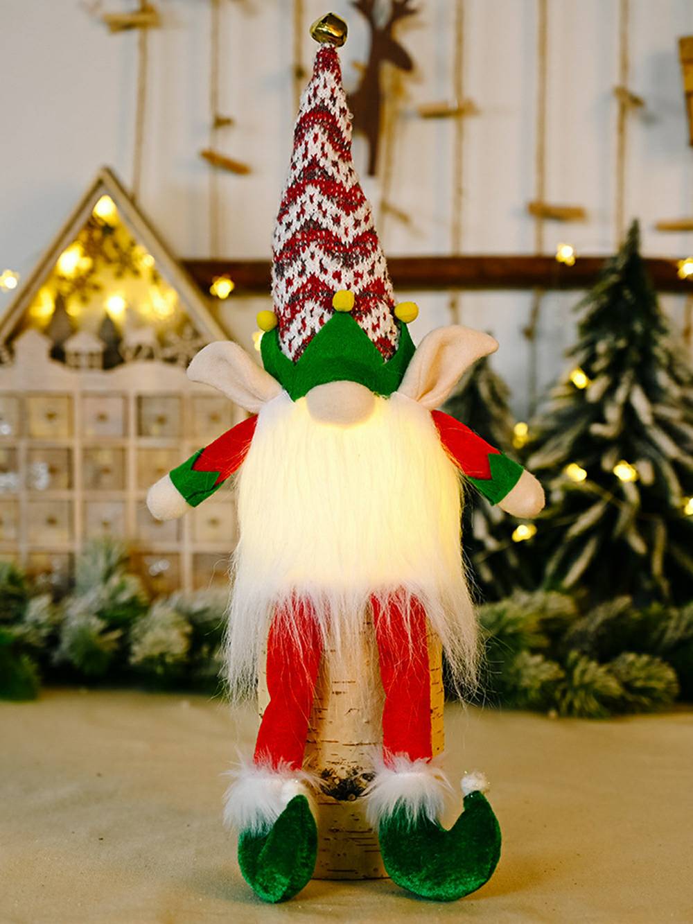 Julefløjl langbenet Rudolph Gnome Doll