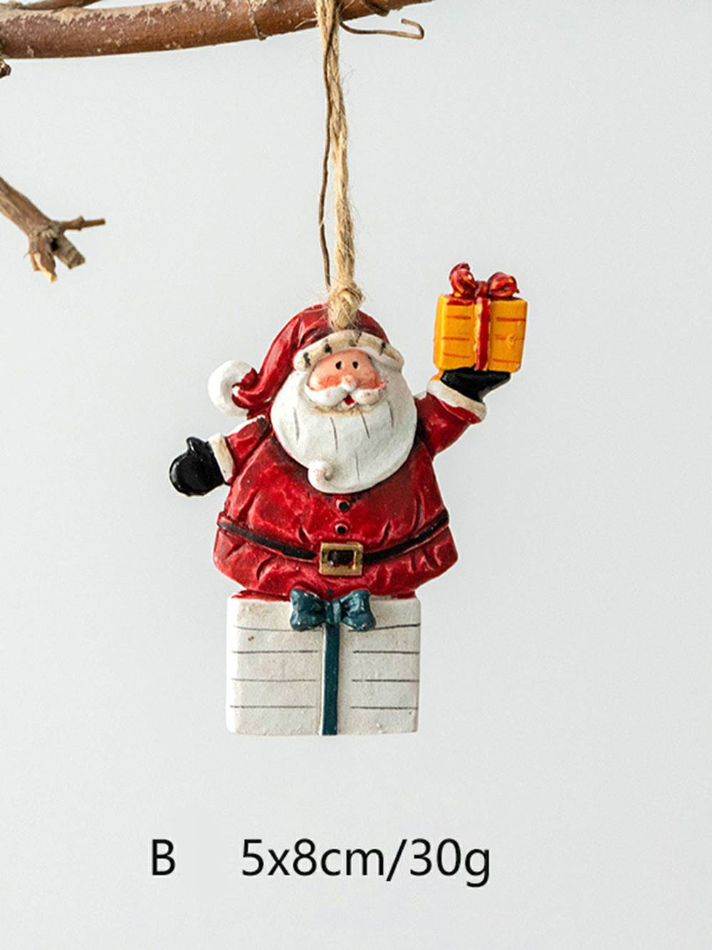 Handgefertigtes Vintage-Weihnachtsmann-Schneemann-Ornament aus Kunstharz