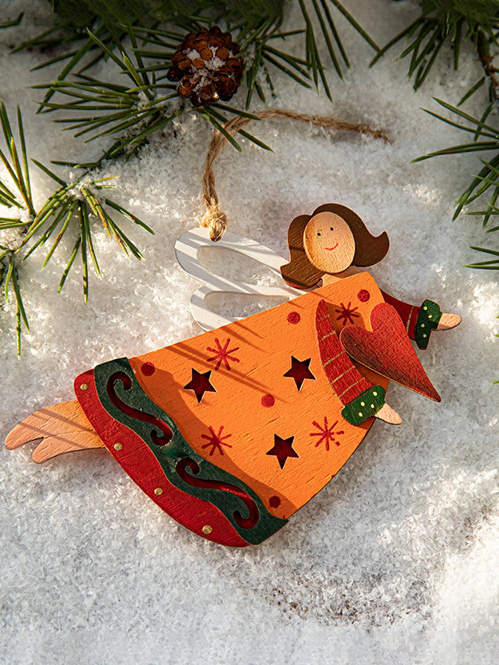 Δημιουργική Χριστουγεννιάτικη κούκλα αγγέλου ζωγραφισμένη κρεμαστή διακόσμηση