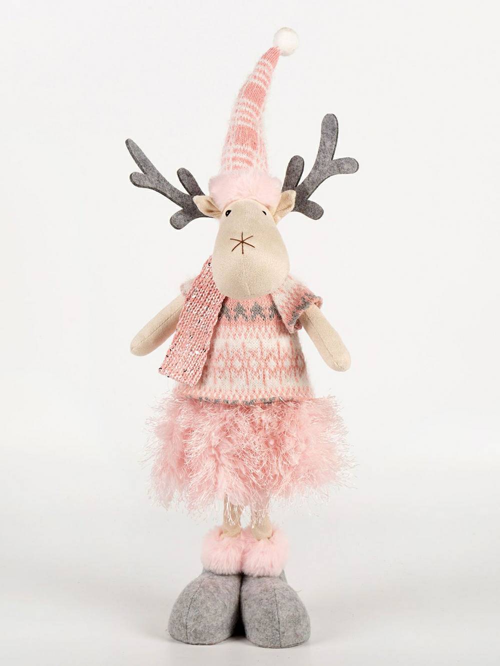 Jul Barbie Pink Plysch Elf Ren & Snowman Rudolph Doll