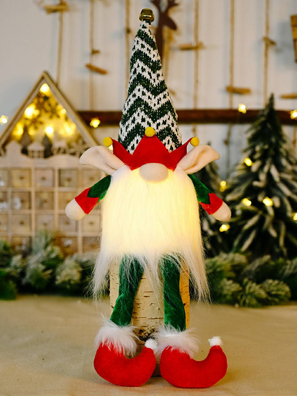 Świąteczna aksamitna lalka Rudolph Gnom z długimi nogami