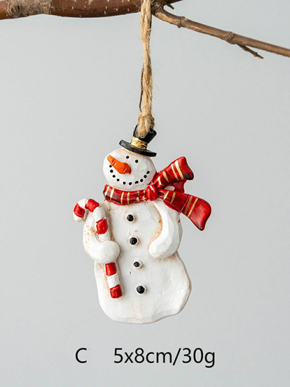 Handgefertigtes Vintage-Weihnachtsmann-Schneemann-Ornament aus Kunstharz