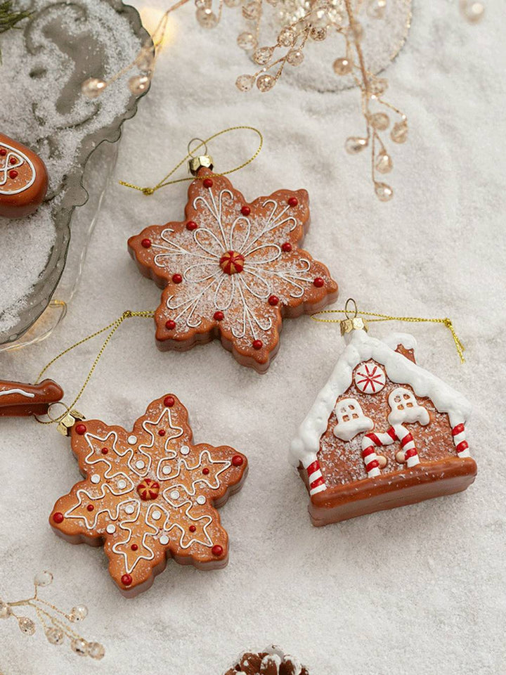 Bonhomme en pain d'épices en bois - Décoration de Noël renne flocon de neige