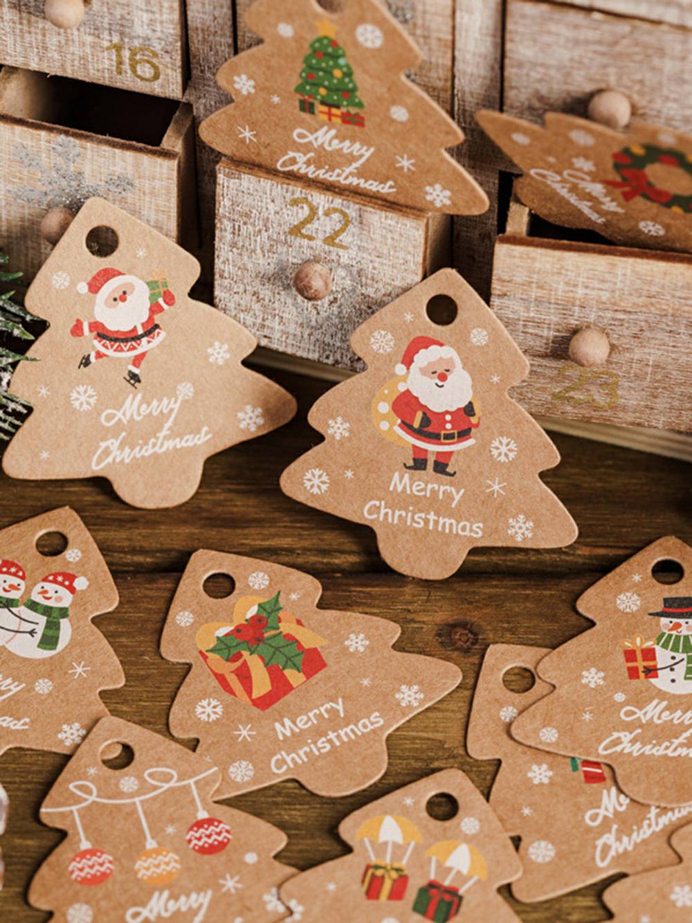 Vánoční dekorace štítky - vánoční dárky karta