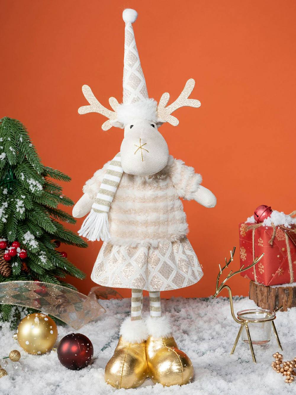 Boneco Rudolph de rena e boneco de neve de pelúcia de Natal