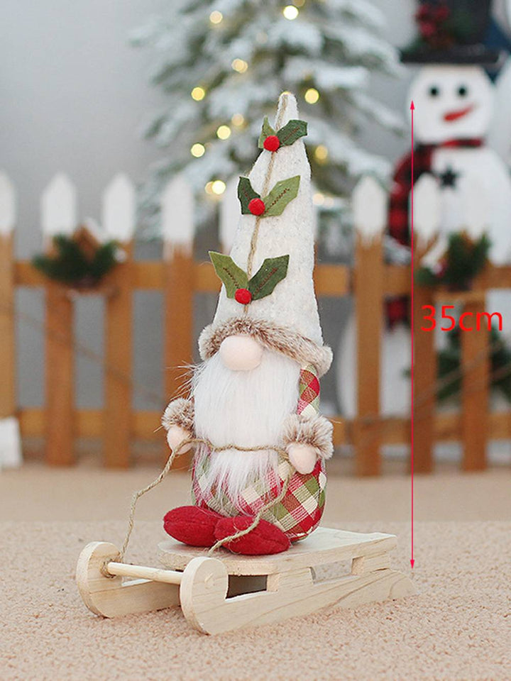 Röd pläd julgran Gnome plyschdockor med sittande och stående poser