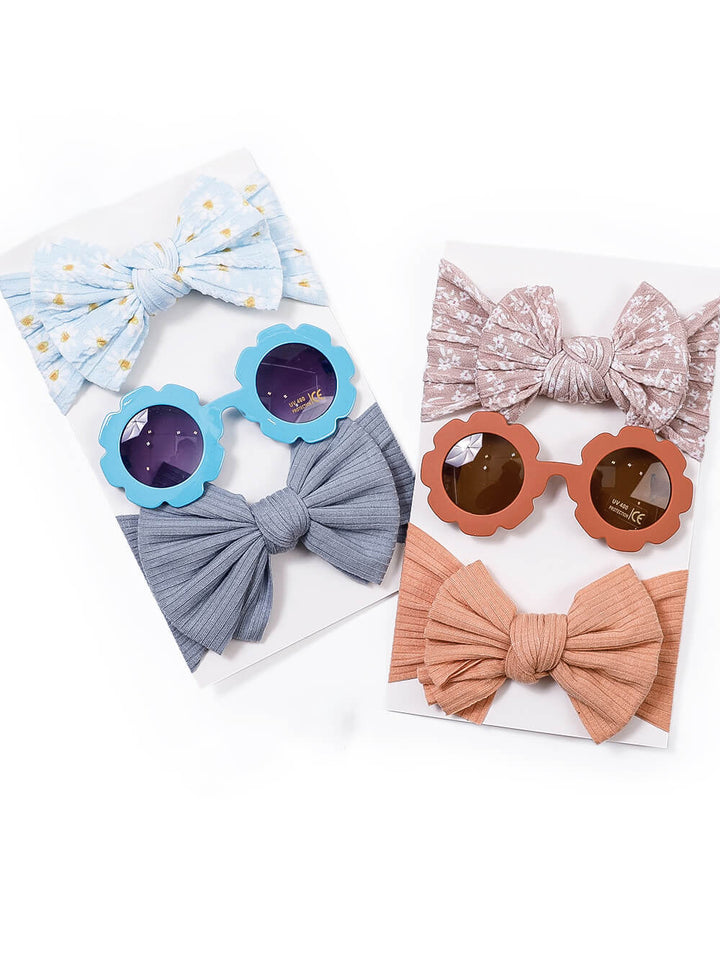 Gafas de sol para niños Juego de 3 piezas de gafas con diadema y lazo