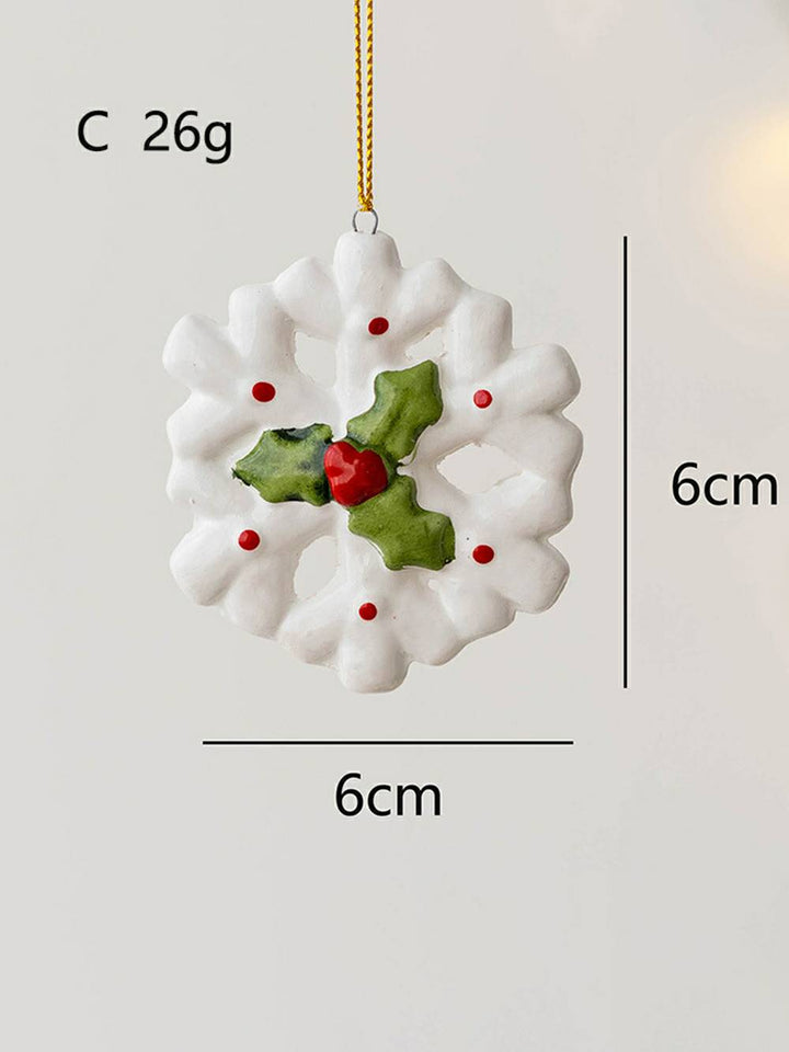 Keramik Santa Wreath Snowflake hängend Ornamenter