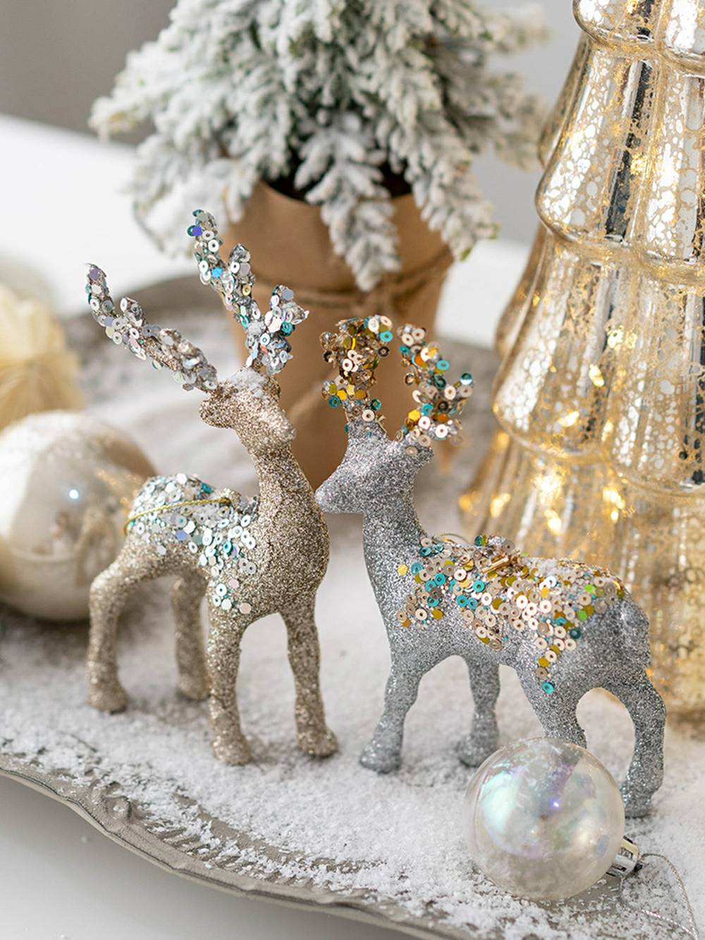 Sparkling Velvet Reindeer Hanging Ornament