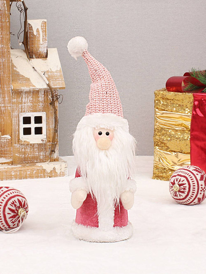 Pink Fabric Knit Hat Snowman Plush Toy Christmas Decoration