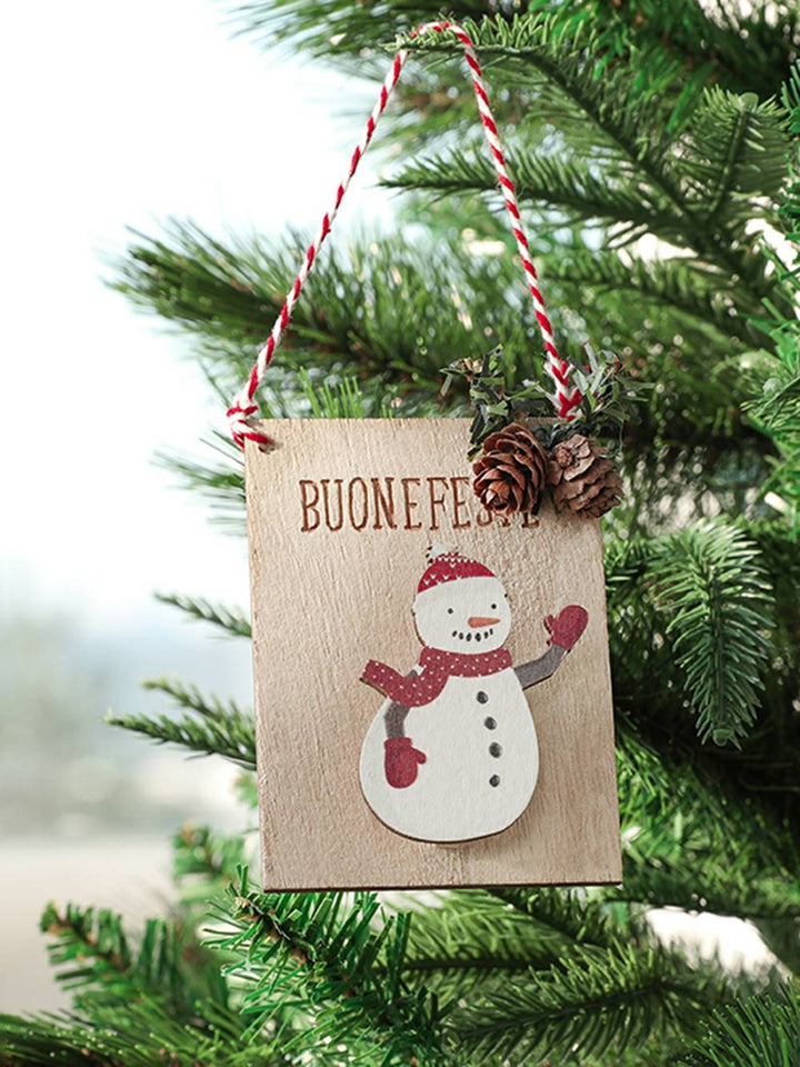 Clip per foto in legno di Babbo Natale con pupazzo di neve