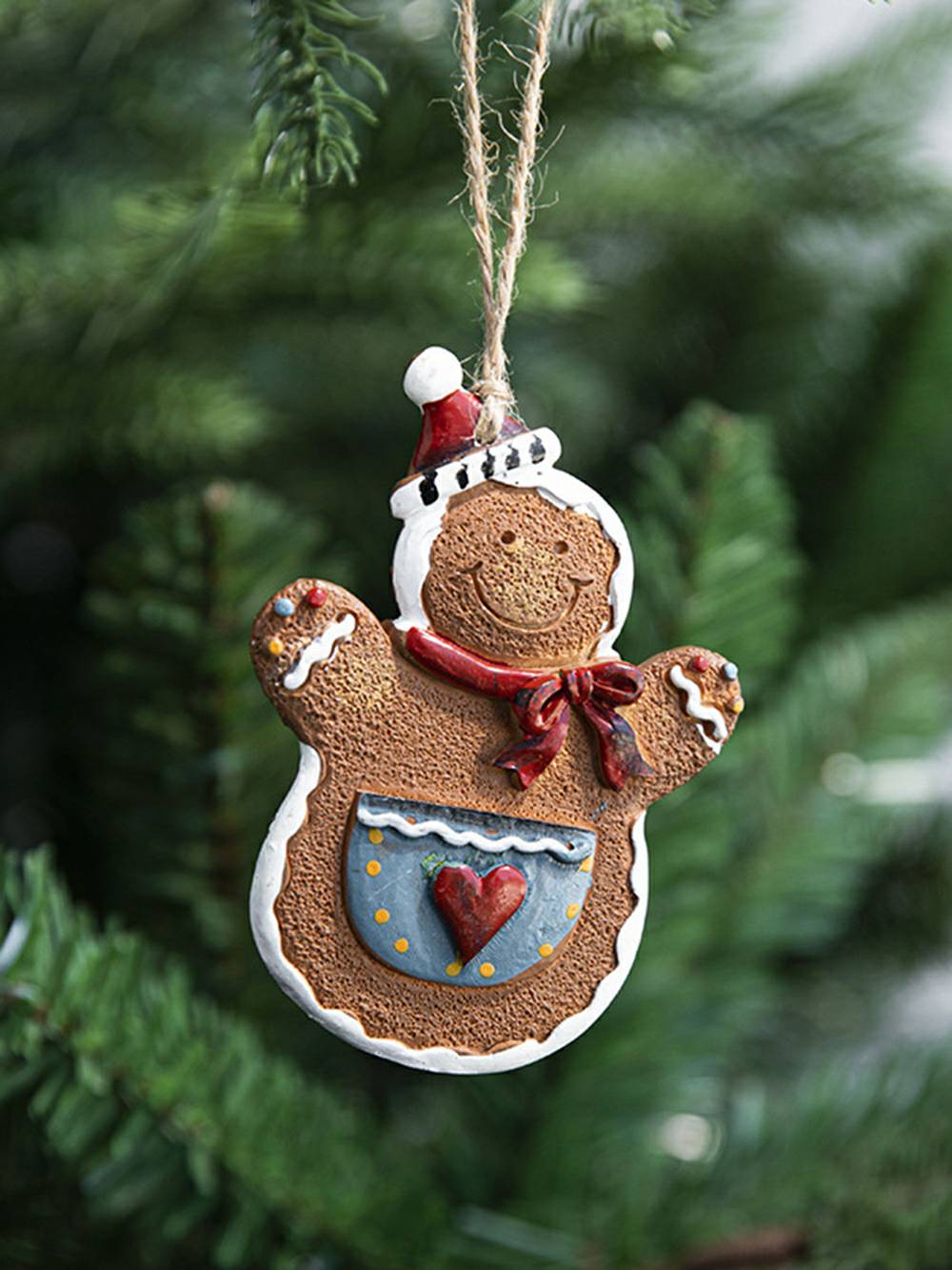 Christmas Tree Gingerbread Man Resin Hanging Decoration