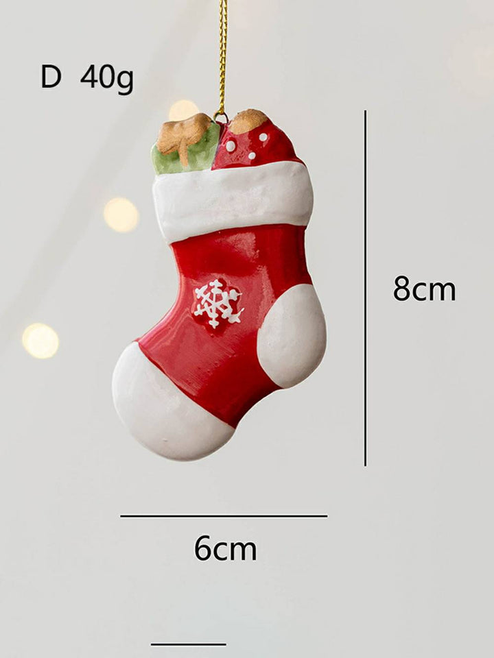 Keramik-Weihnachtsmann-Kranz mit Schneeflocke zum Aufhängen
