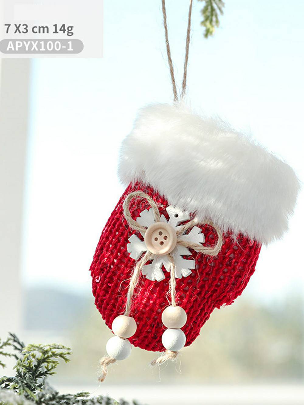 Christmas Stocking and Plush Glove Decoration Ornament Set