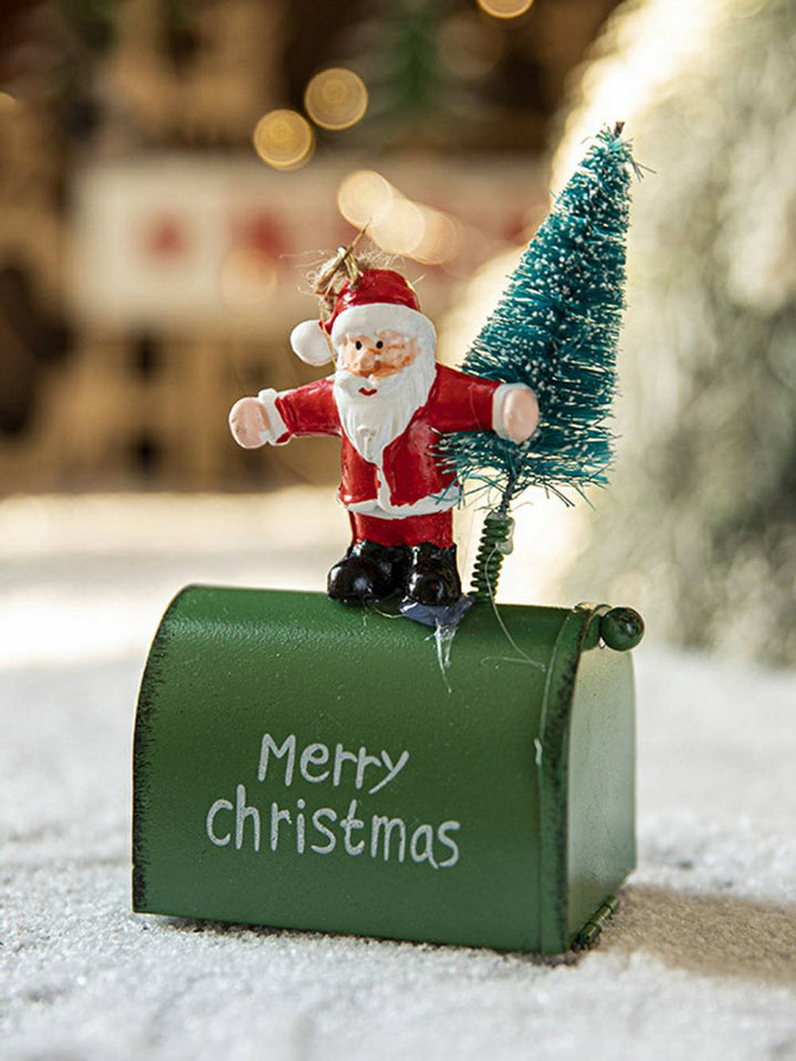 Iron Painted Santa Mailbox Christmas Tree Decoration