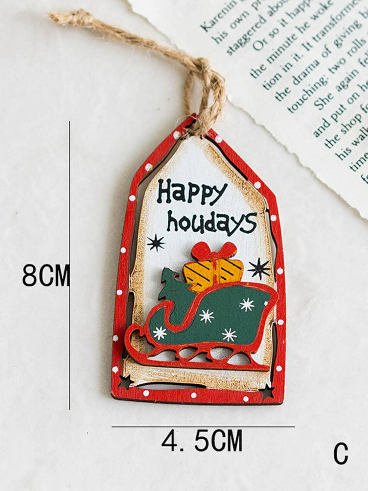 Vintage Christmas Mini håndmalte trepyntsett