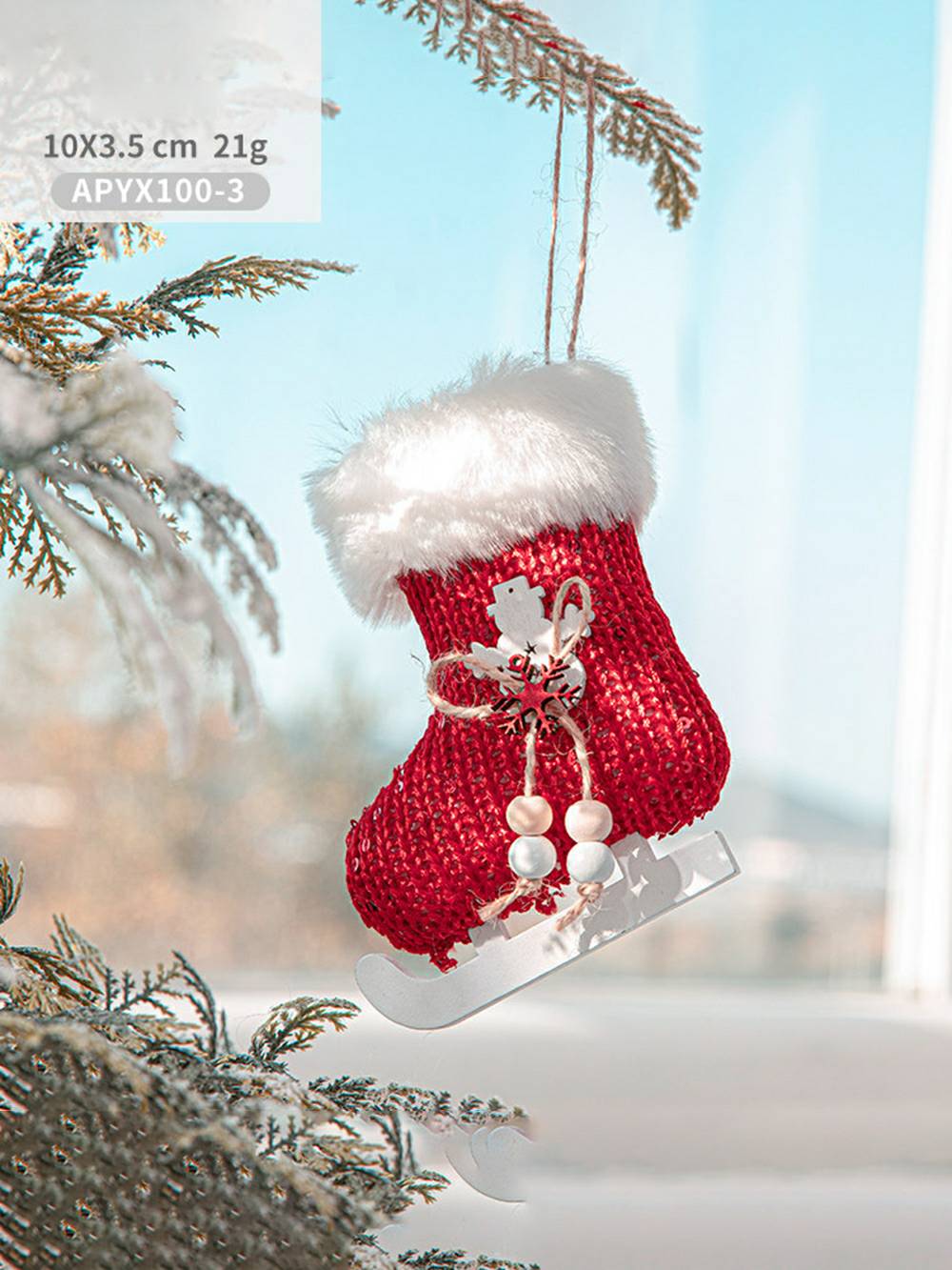 Weihnachtsstrumpf und Plüschhandschuh-Dekoration-Ornament-Set