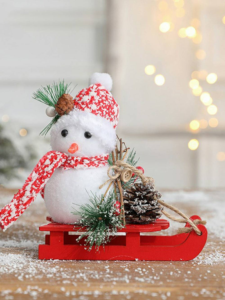 Christmas Snowman Sled Reindeer Ornament