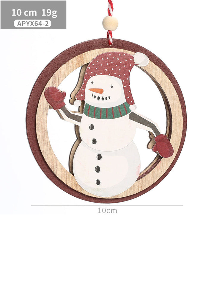 Santa Claus sněhulák dřevěný barevný ornament
