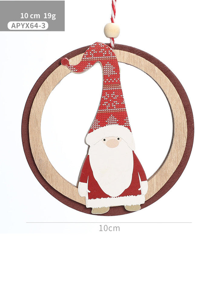 Ornamento colorato in legno di Babbo Natale pupazzo di neve