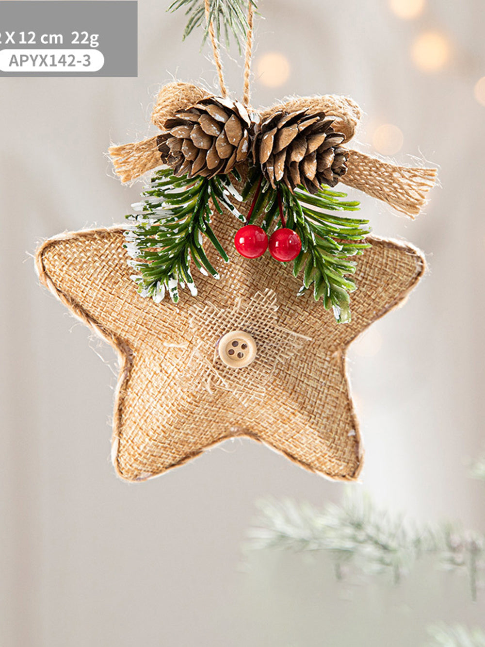 Weihnachtsbaum-Anhänger mit fünfzackigem Stern und Tannenzapfen
