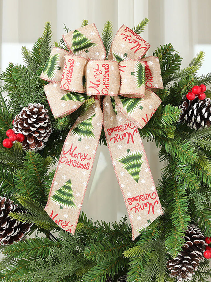 Decoração com estampa de tecido com laço de árvore de Natal