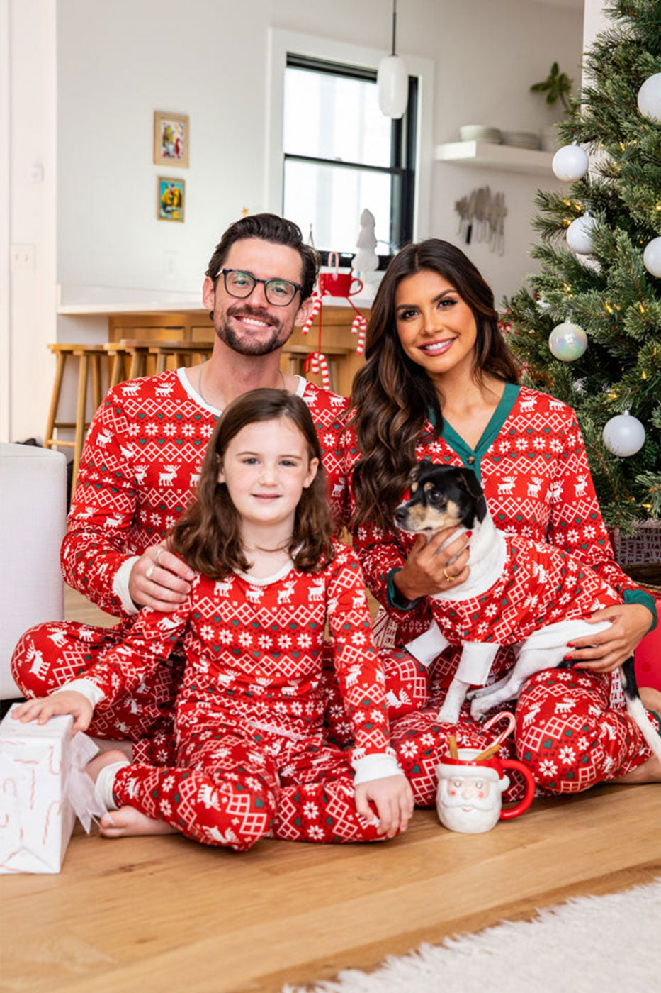 Pijama familiar de alce navideño a juego