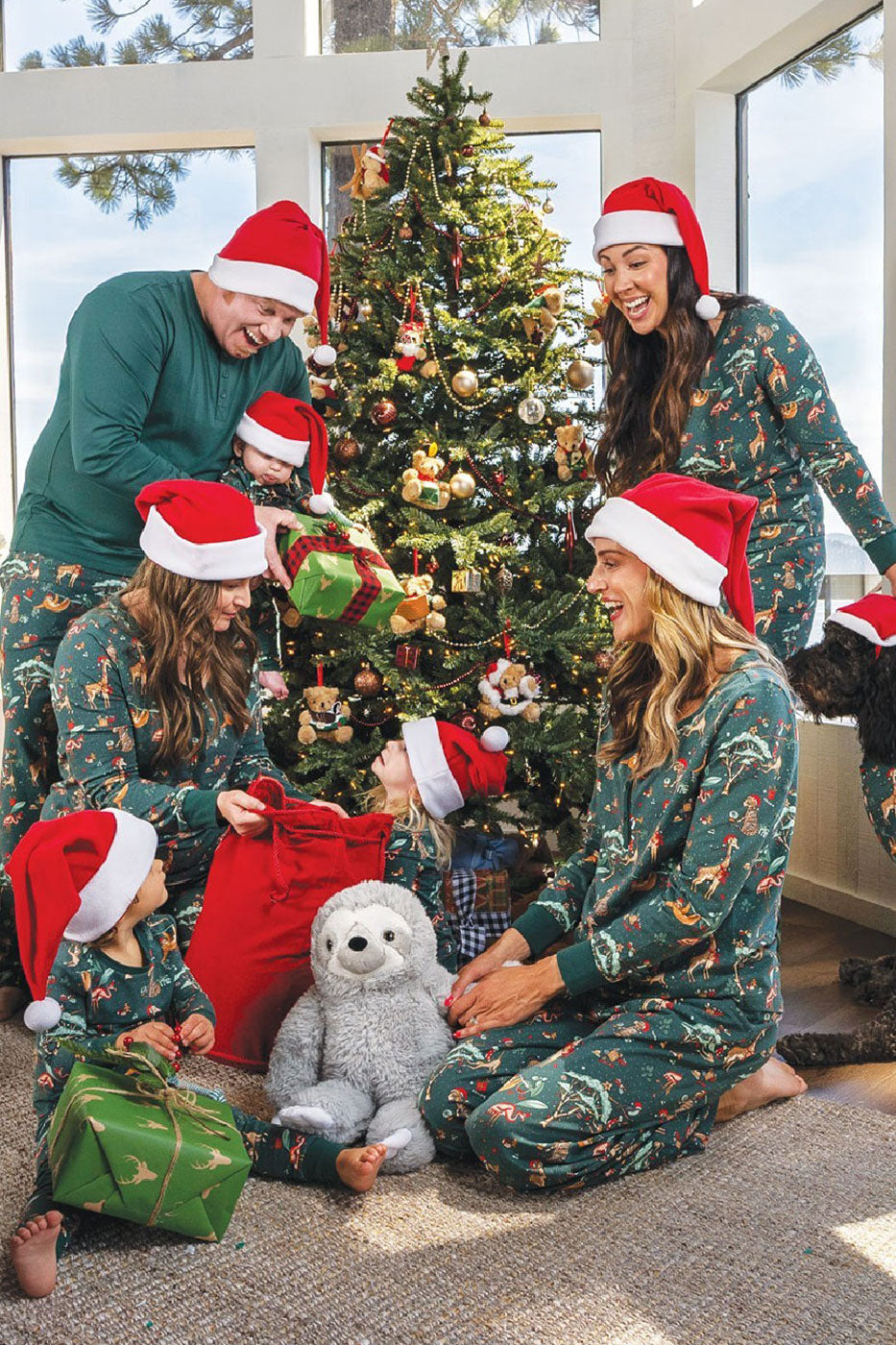 Julens söta djur Familjematchande pyjamasset (med hundens Pj:s)
