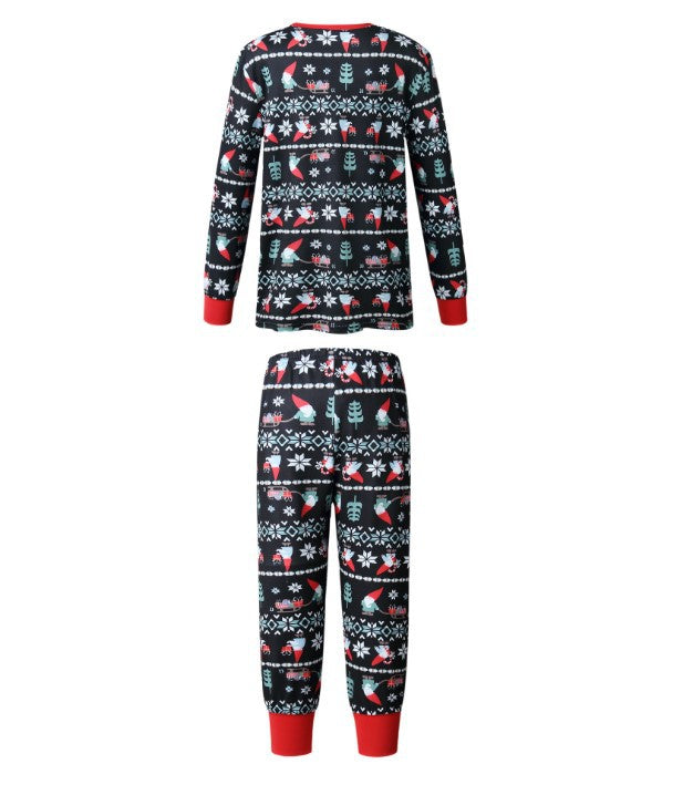 Śliczne czarne rodzinne komplety piżam z nadrukiem Świętego Mikołaja (z ubrankami dla psów)