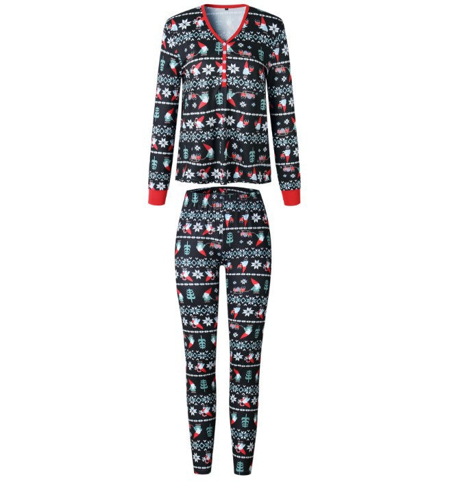 Bijpassende pyjamasets voor de familie met schattige zwarte kerstmanprint (met hondenkleding voor huisdieren)