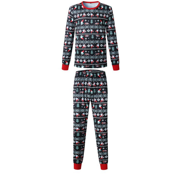 Søde julemand og snefnugtryk familiematchende pyjamassæt (med kæledyrs hundetøj)