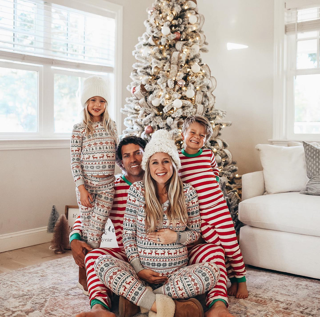 Świąteczne wzorzyste rodzinne komplety piżam (z ubrankami dla psów)