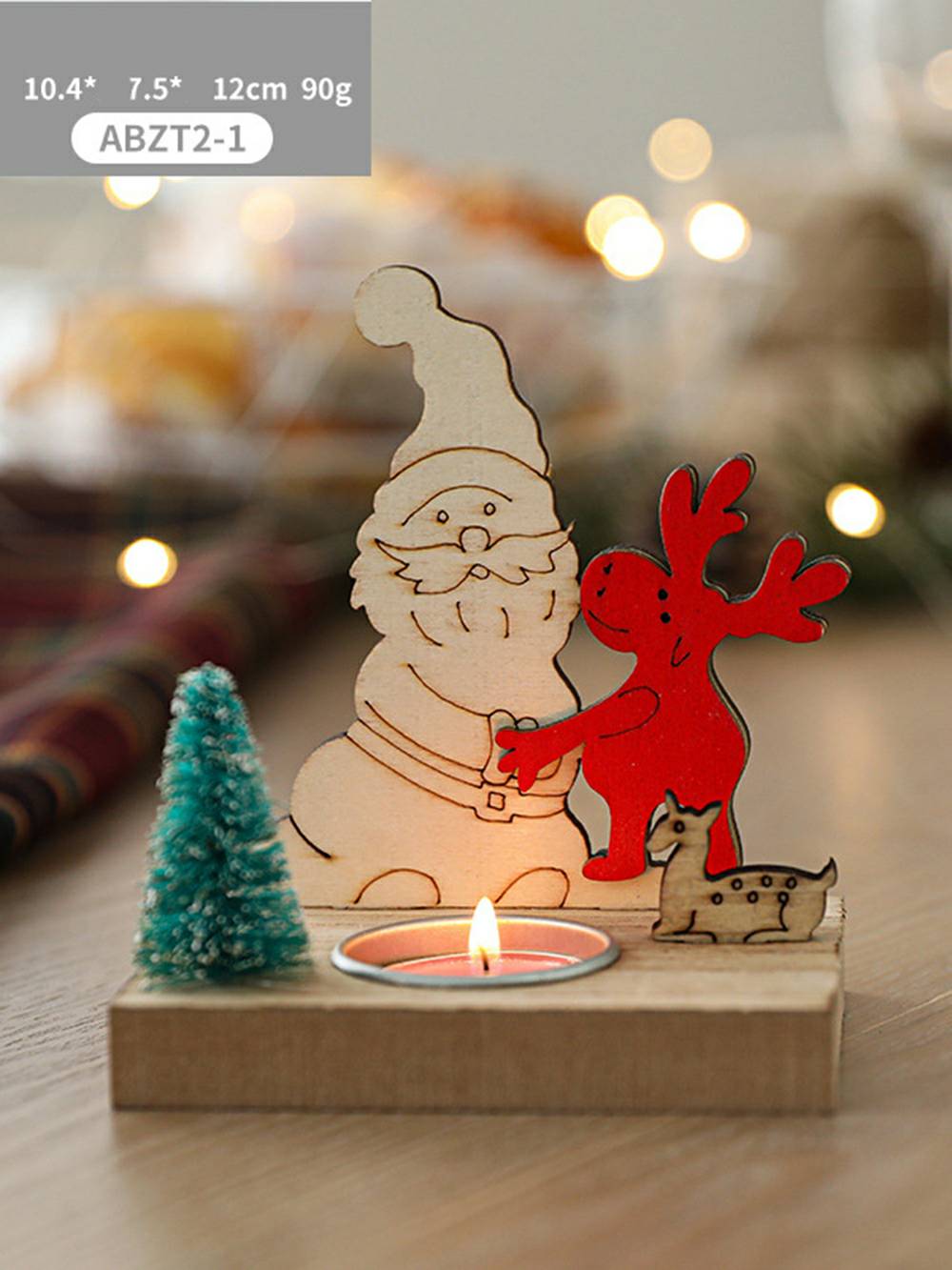 Nordic Style Santa and Reindeer Candle Holder - Christmas Cottage Decor Accent