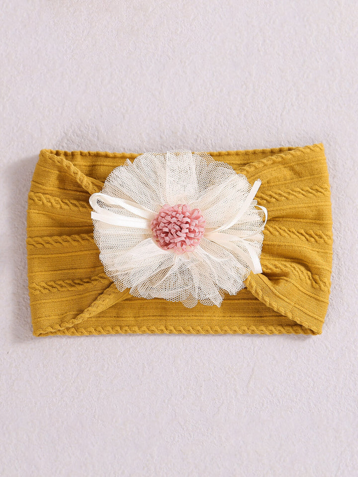 Faixas de cabelo de flor de girassol de organza para chapéu infantil