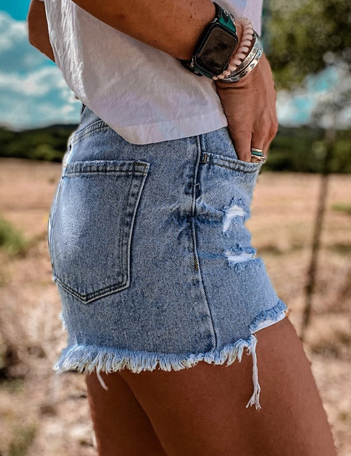 Crossover Taille Denim Shorts
