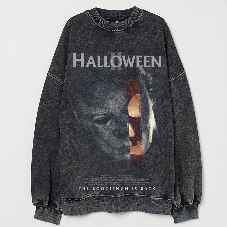 Halloween-filmtrykt vintage sweatshirt