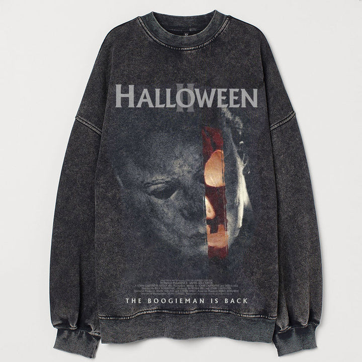 Halloween filmtryckt vintage sweatshirt