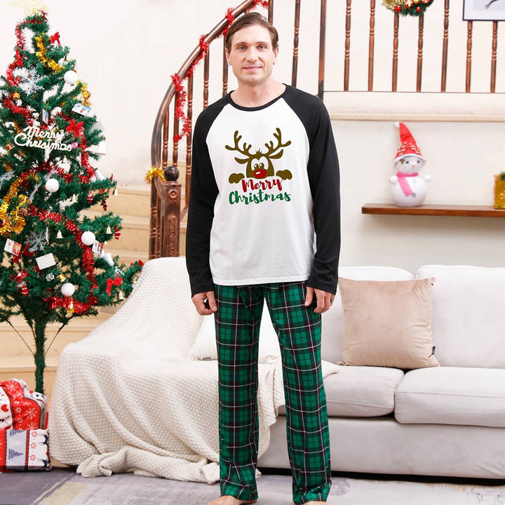 Vrolijke kerstgroene geruite en zwarte pyjamaset